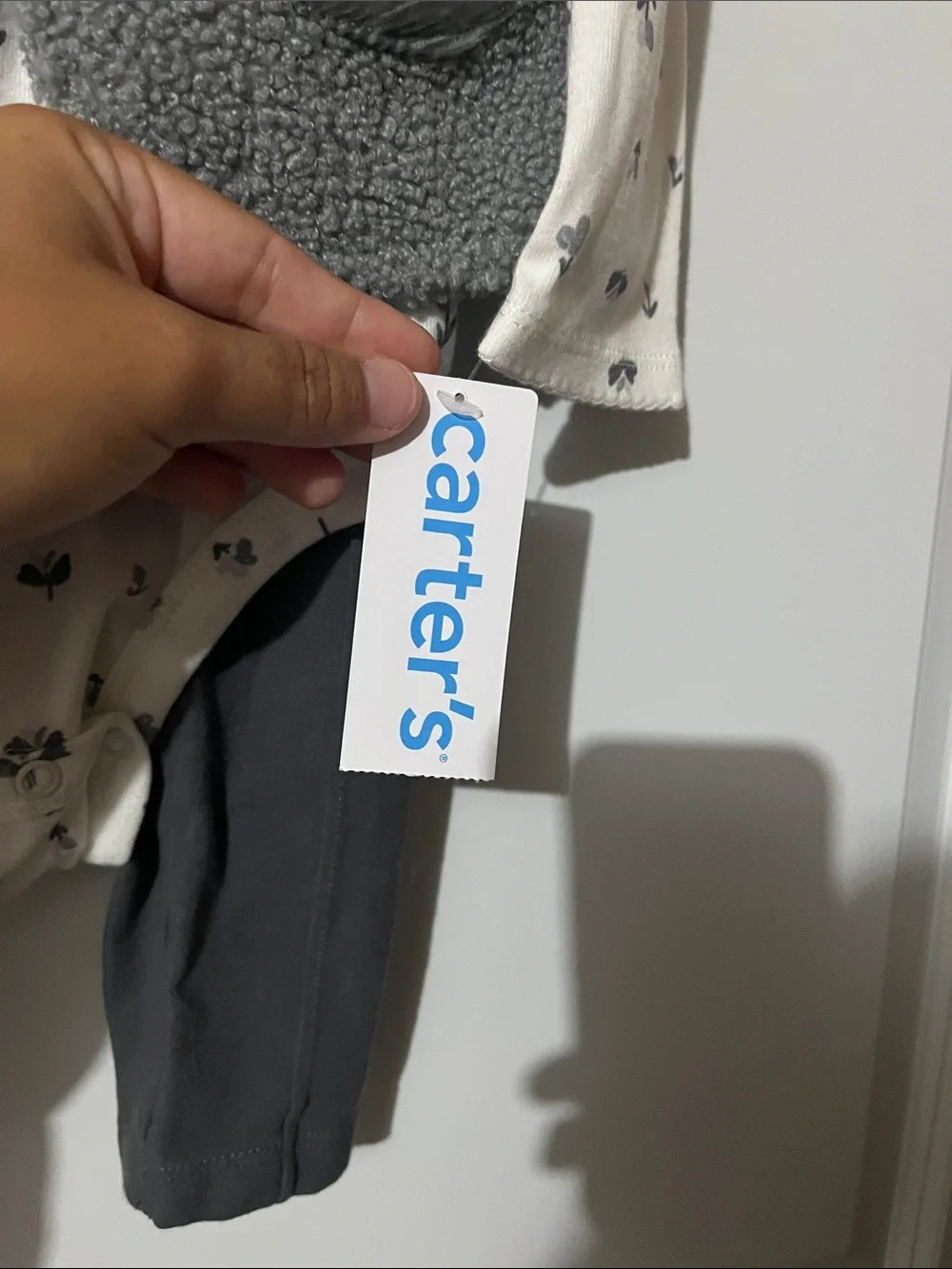 Carter's Gray Sherpa Vest & Printed Bodysuit Legging Set